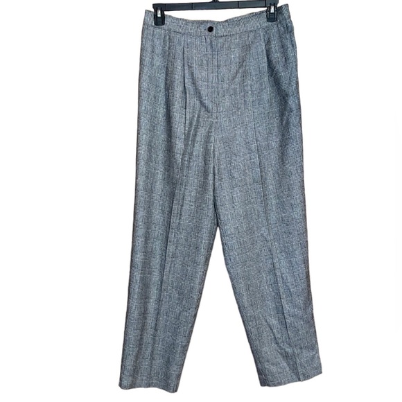 •ALFRED DUNNER•NWT BLACK & WHITE PLAID PLEATED WOOL BLEND TROUSERS SIZE 16 - Picture 1 of 10